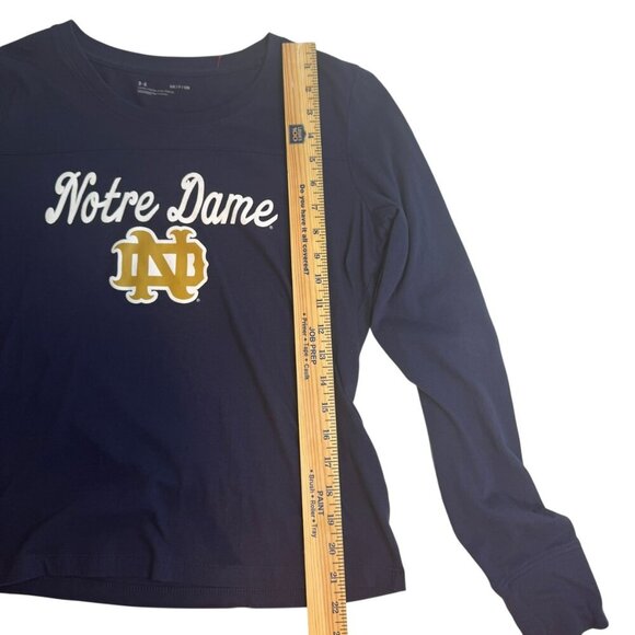 Under Armour Notre Dame Long Sleeve Tee Navy Blue Size Small - Picture 4 of 5